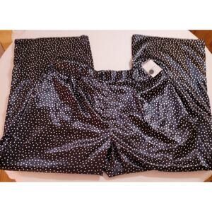 Forever 21 Pants 3X Black White Polka Dot Satin Elastic Waist Glam Flare Skater